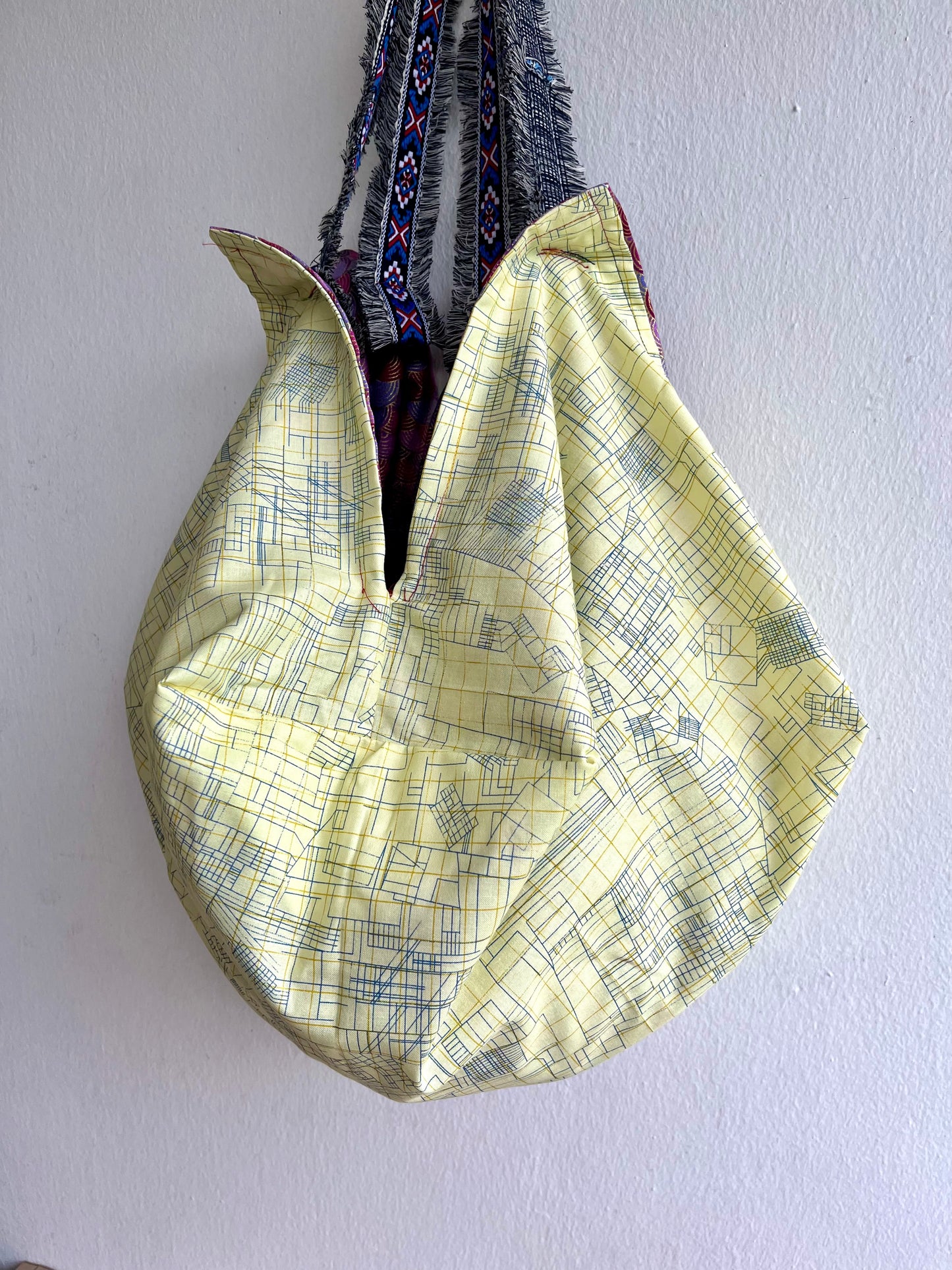 Origami sac bag, reversible fabric Japanese inspired bag , eco friendly shopping sac bag | Kyoto - Jiakuma