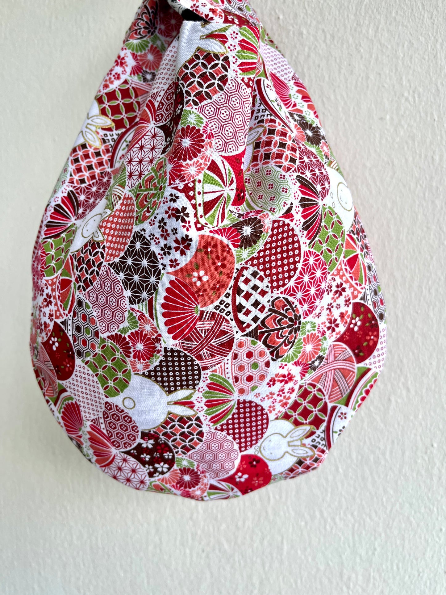 Bolso pequeño de origami, bolso reversible de inspiración japonesa, bolso de tela con nudo, bolso ecológico pequeño de muñeca | Homenaje a Agnes Martin