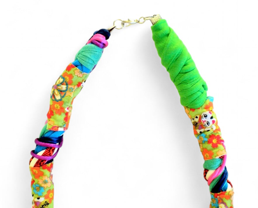 trendy necklace, boho tassel necklace, fabric necklace, boho jewelry, tassel jewelry, necklace unique, for her, gift for woman by Jiakuma - Jiakuma