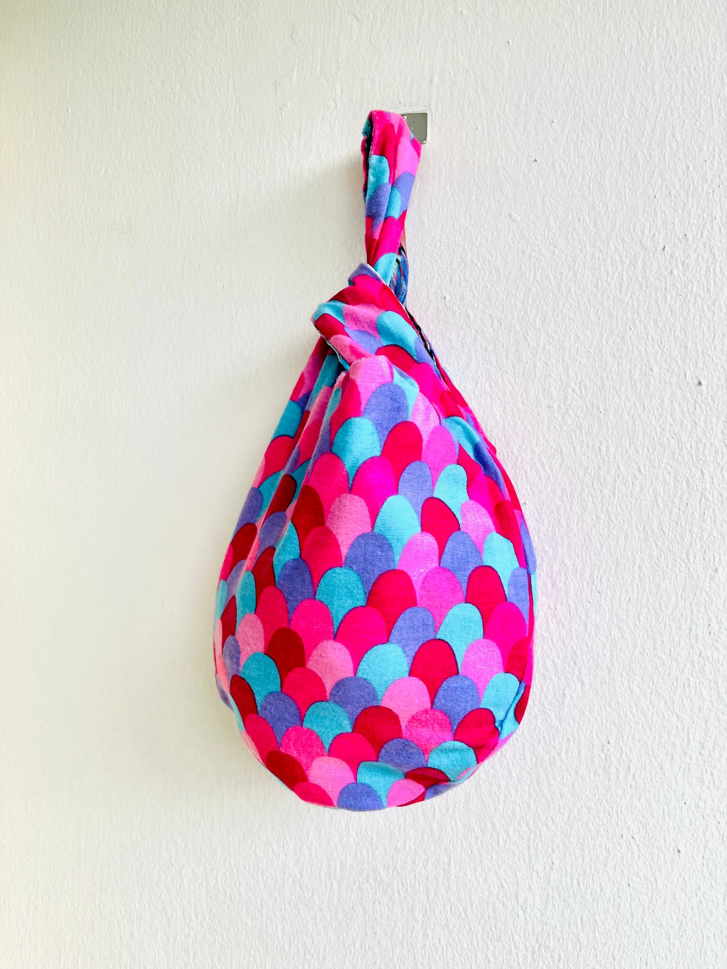 Small wrist bag , origami reversible knot bag , Japanese inspired fabric bag | Northern lights - Jiakuma