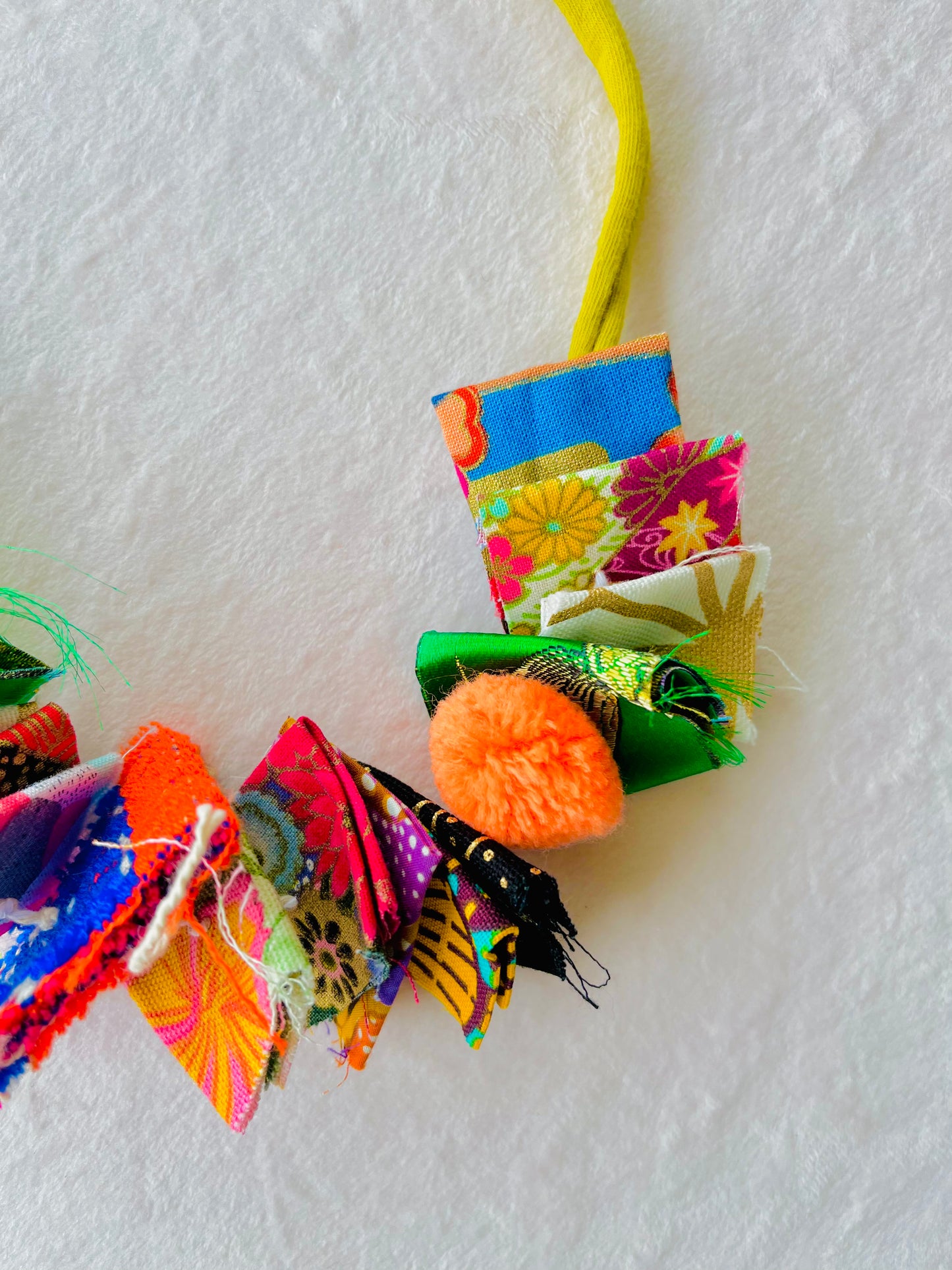 Fabric handmade colorful necklace , statement bold necklace , colorful handmade fabric jewellery | Rainbow - Jiakuma