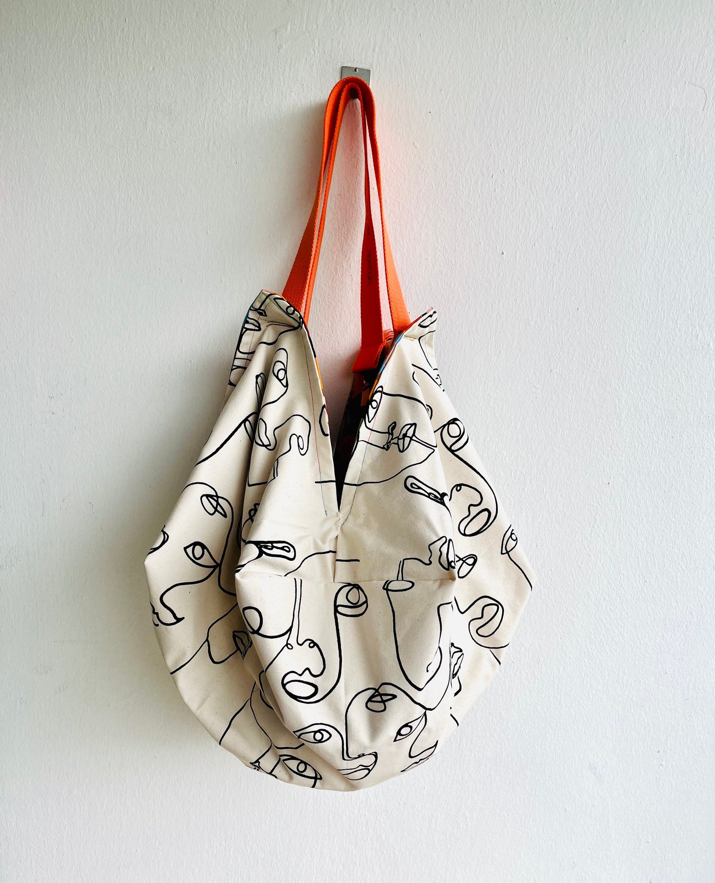 Origami sac bag , reversible fabric bag , Japanese inspired eco friendly colorful bag , cool print bag | I am going to the hairdresser - Jiakuma