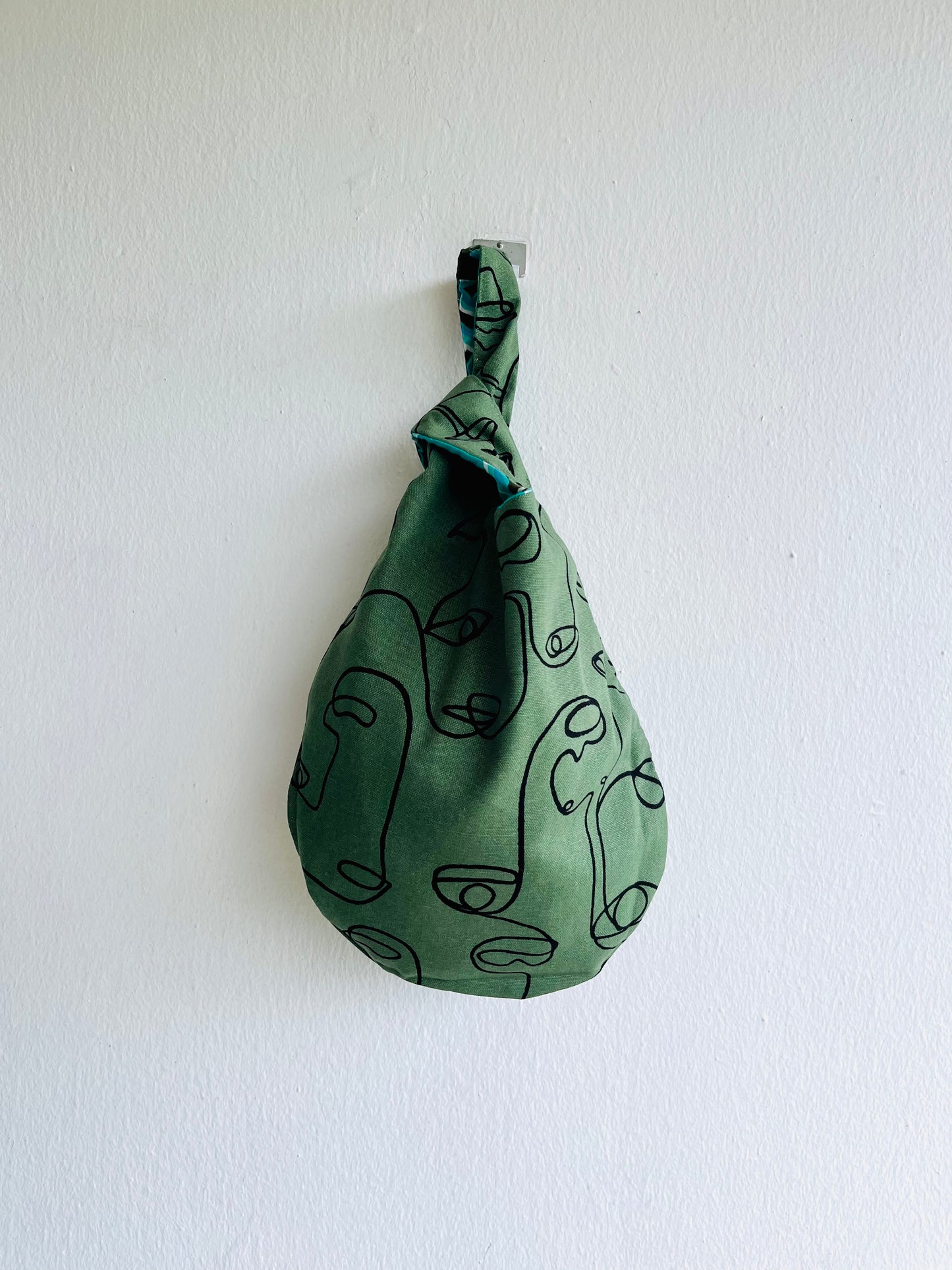 Origami small Japanese bag , knot reversible fabric bag , wrist small weekend bag | Balinese clouds - Jiakuma