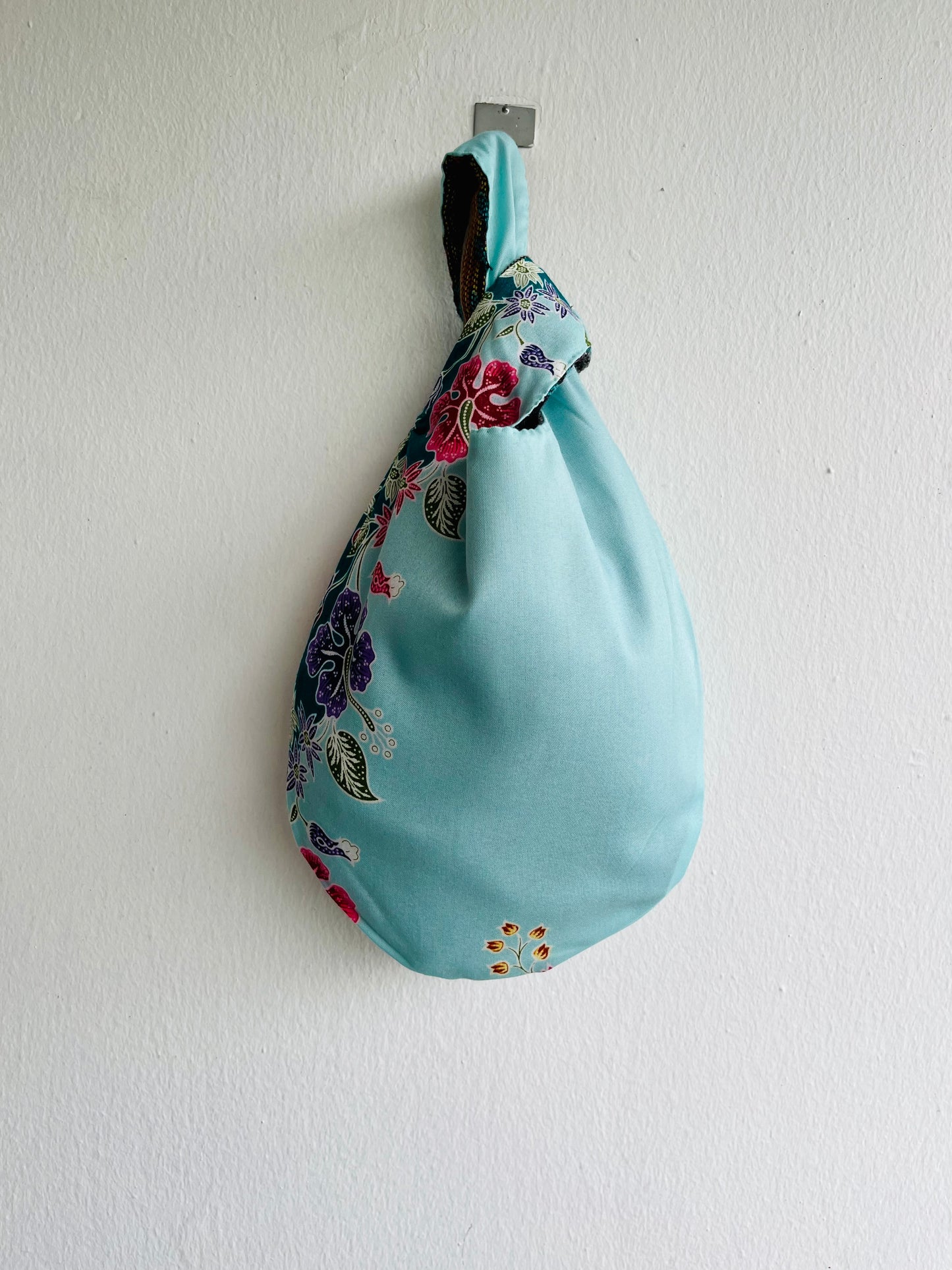 Small knot Japanese bag , reversible fabric wrist bag , cute fabric eco bag l Navajo - Jiakuma