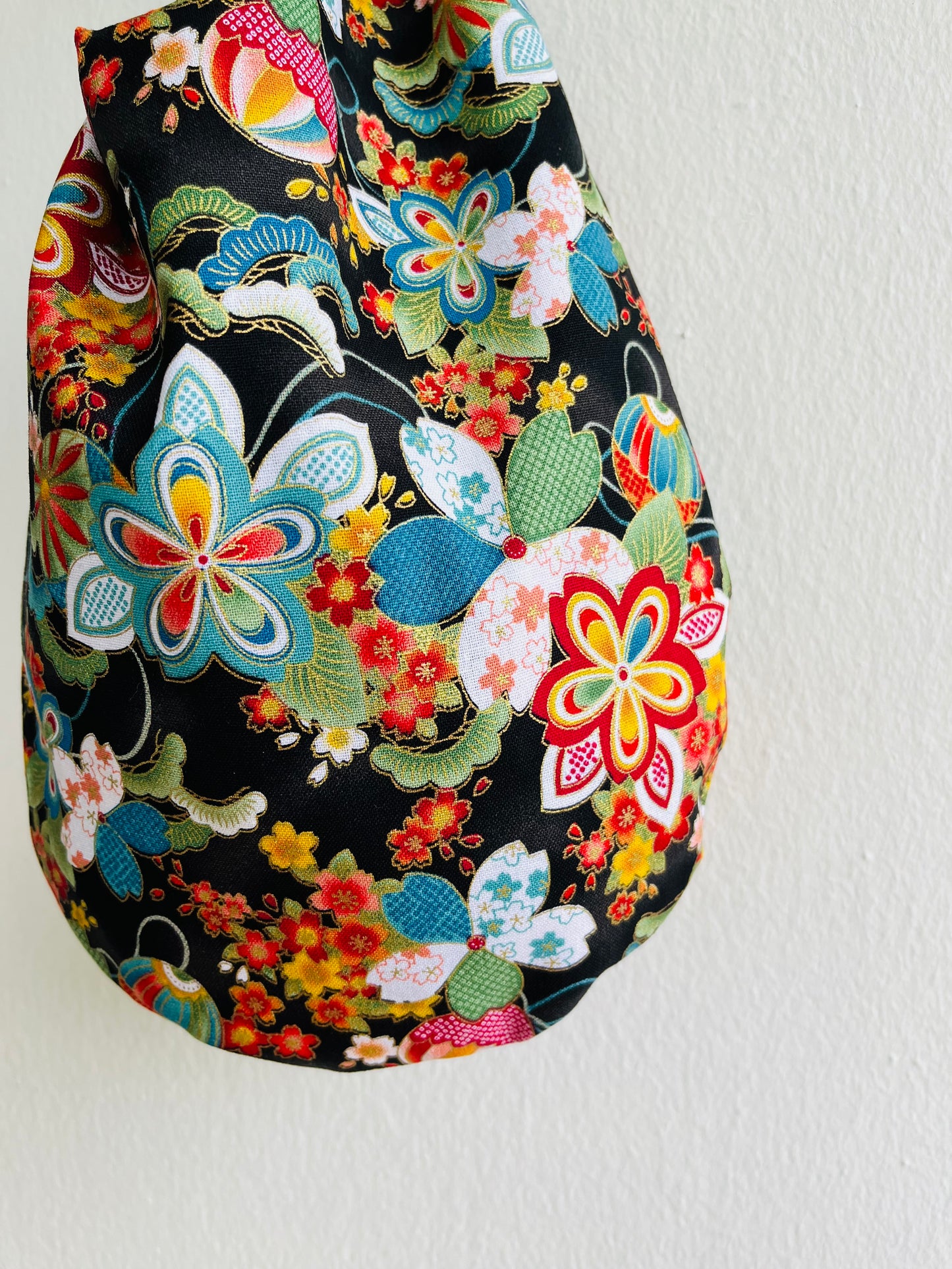 Small knot Japanese inspired bag , colorful wrist reversible fabric bag | Sunset at Tahiti - Jiakuma