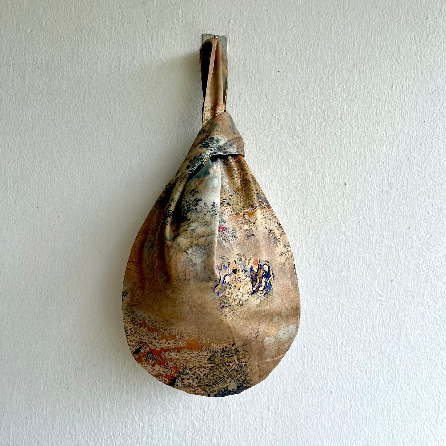 Origami knot bag , cute small reversible Japanese bag , wrist origami fabric lunch bag| Following the route of the silk - Jiakuma