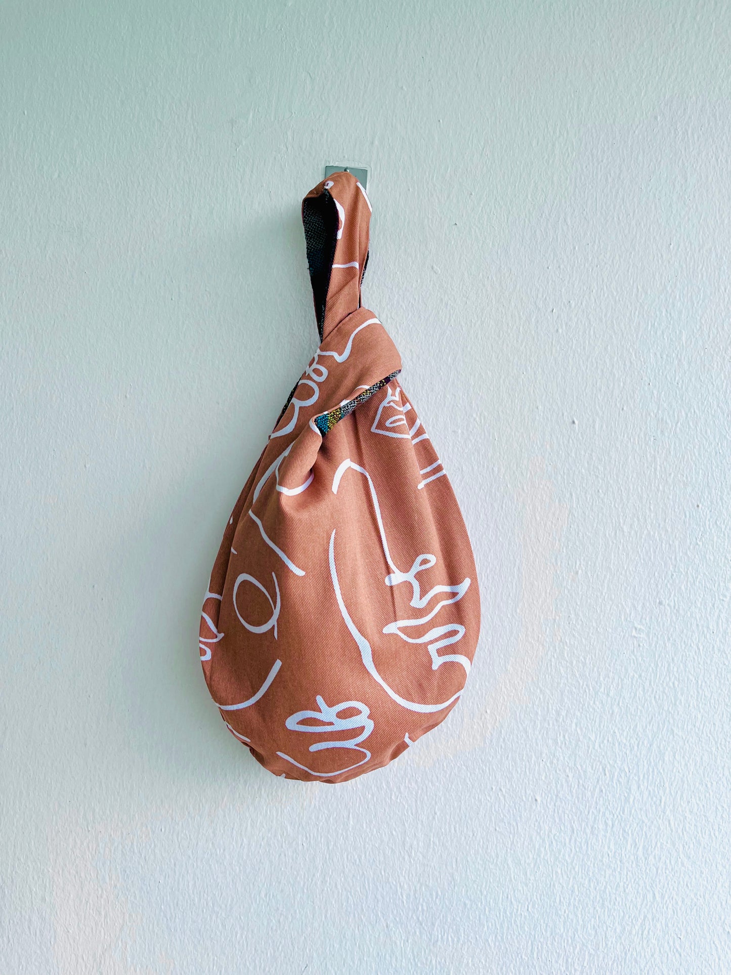 Small Japanese inspired bag , cute knot origami reversible bag , wrist bag | Apache - Jiakuma