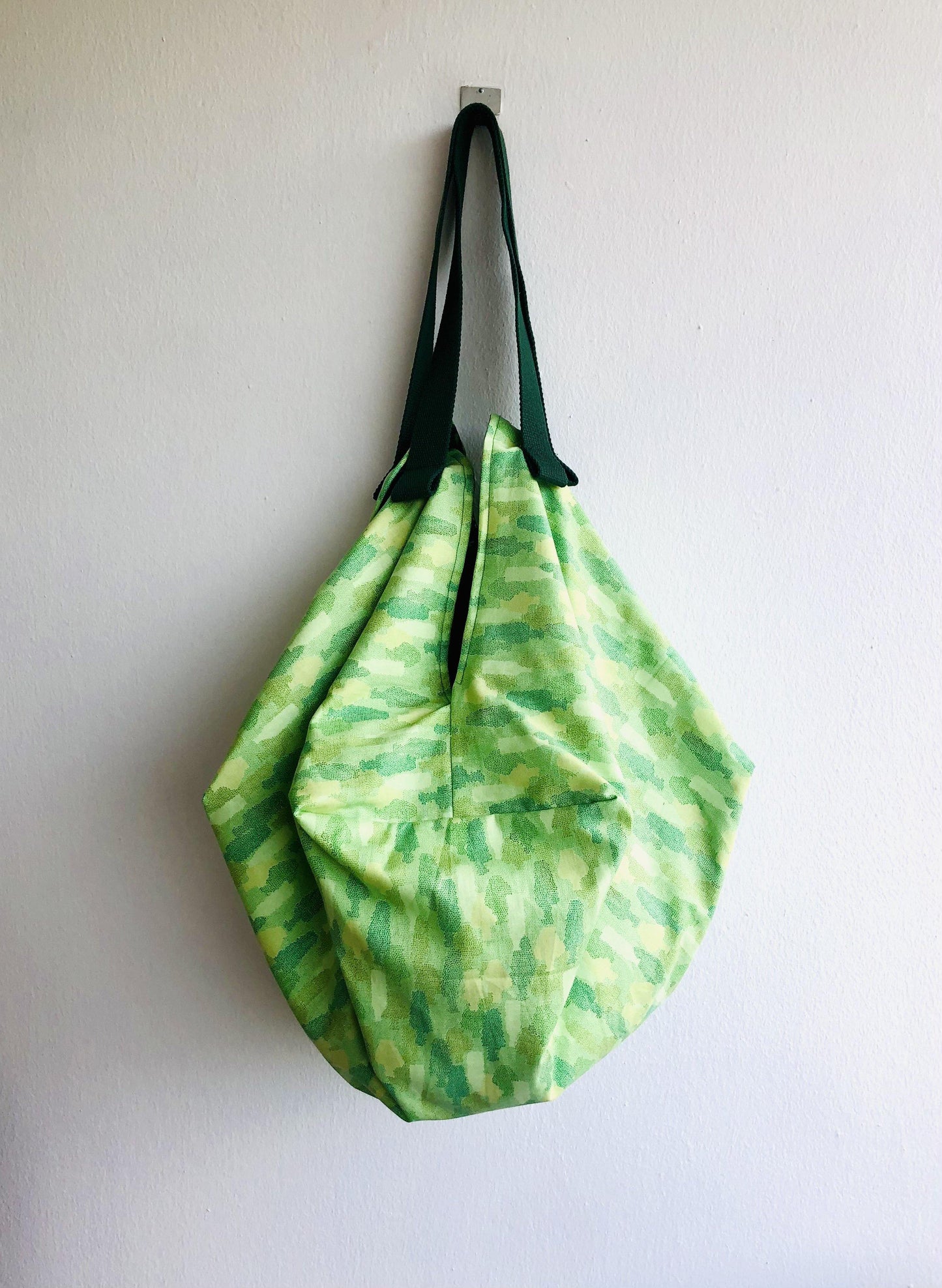 Shoulder sac origami bag , Japanese inspired reversible bag , handmade ooak sac bag | Sea glass & tropical jungle - Jiakuma
