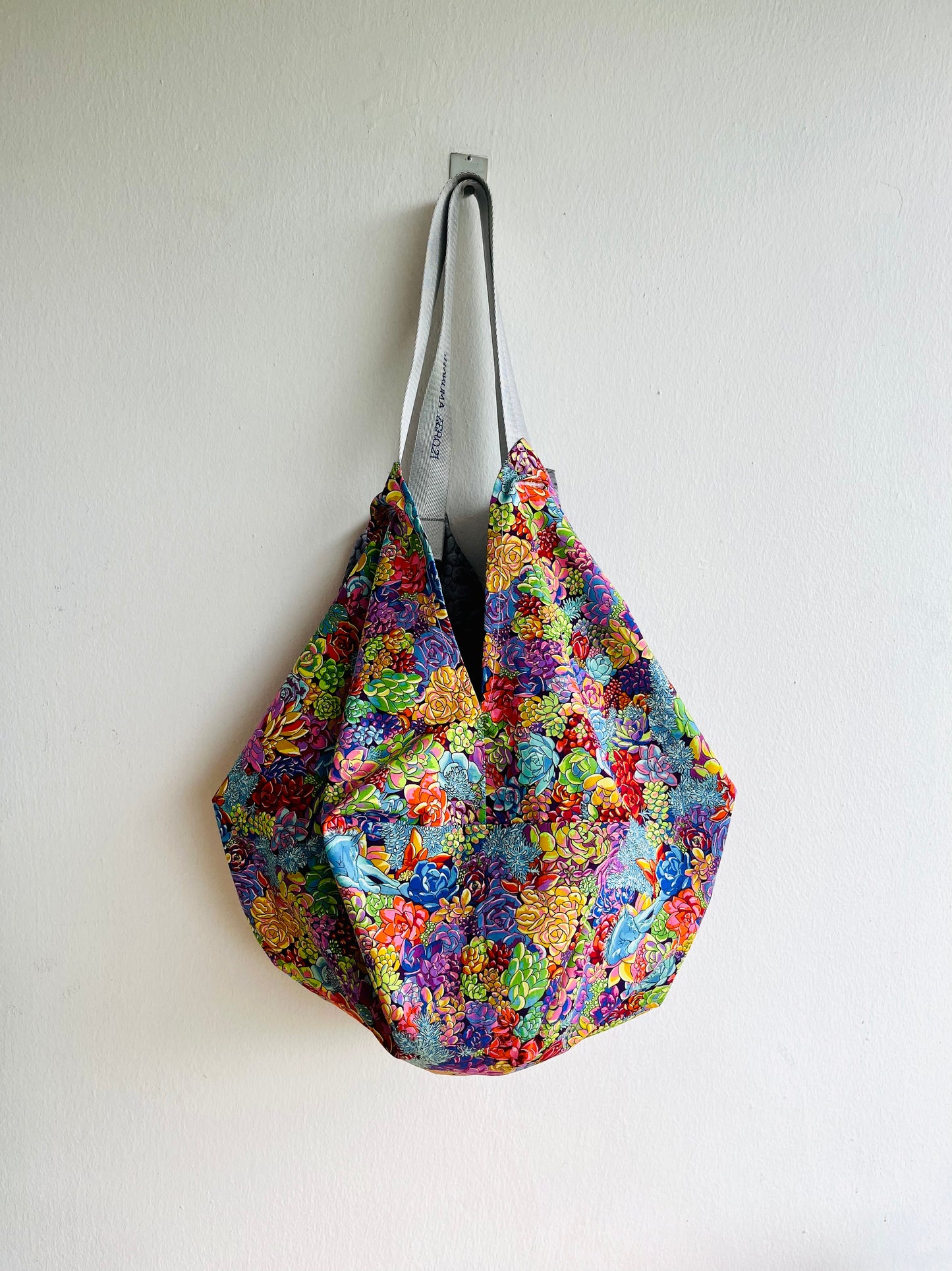 Origami sac bag , reversible fabric Japanese inspired eco bag , colorful sac origami bag | Pebbles underneath the sea - Jiakuma
