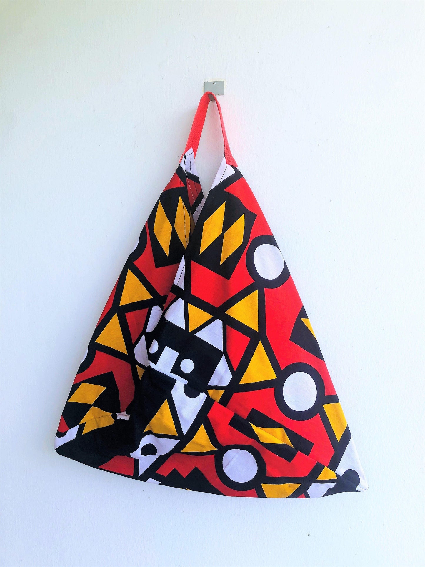 Origami bento bag, shoulder triangle summer African Fabric bag , Africa tote bag | Angola - Jiakuma