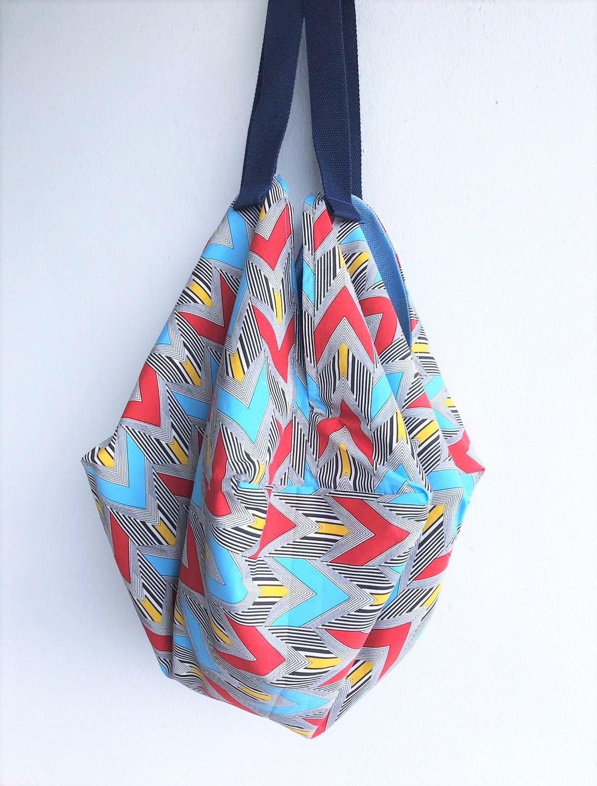 Origami sac shoulder bag , eco friendly handmade reversible bag | Red arrows - Jiakuma
