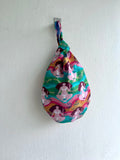 Origami knot bag , wrist reversible small bag , Japanese inspired eco bag , fabric lunch bag | My body my choices