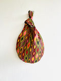 Small Japanese inspired knot bag , colorful wrist bag , retro fabric eco friendly small weekend bag, reversible bag | Porta Venezia