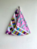 Shoulder tote bento bag , origami fabric triangle bag , eco friendly Japanese inspired bag | Miami vice