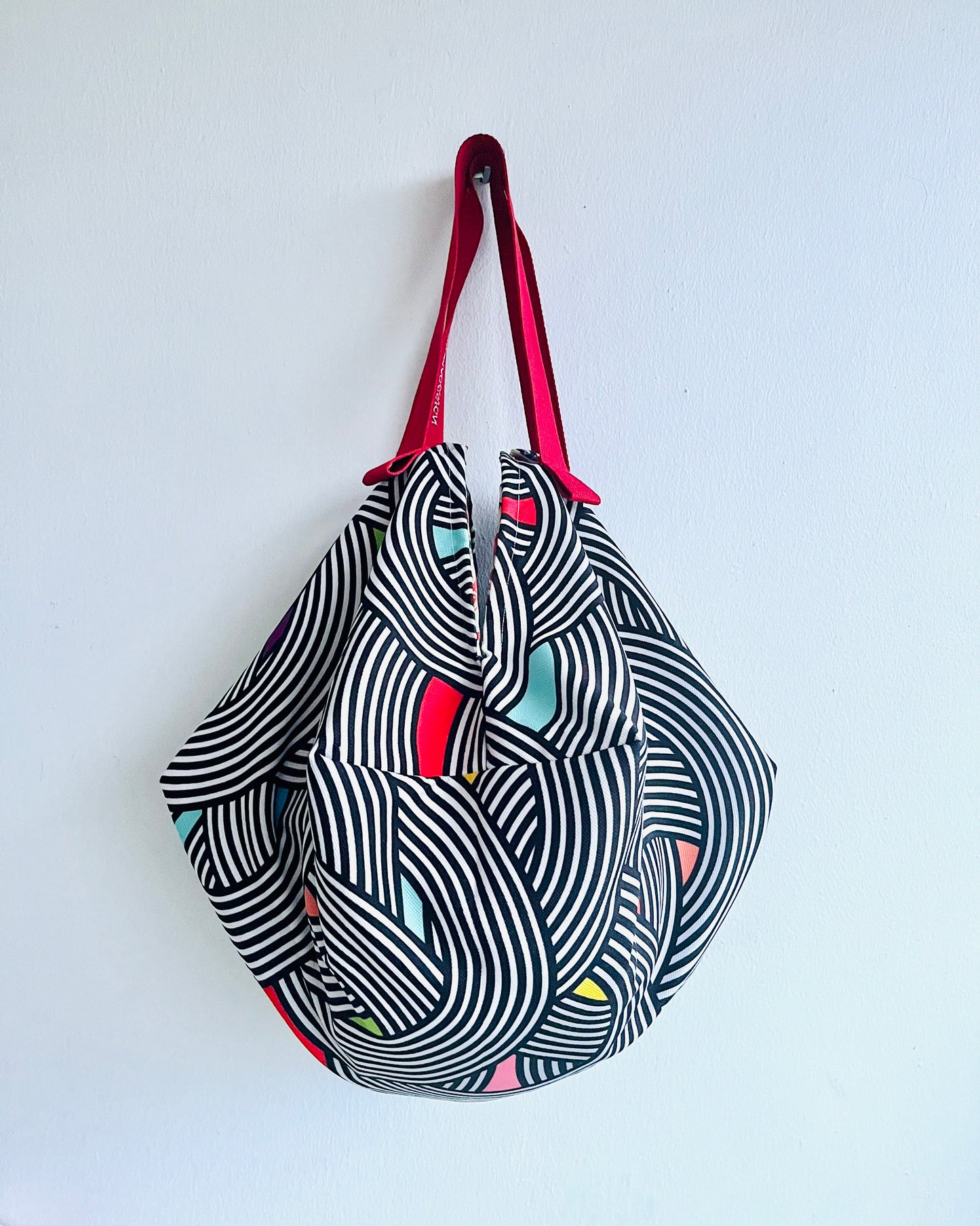 Bolso origami, bolso de hombro de tela de colores, bolso de inspiración japonesa, bolso reversible ecológico | Ambrosiana