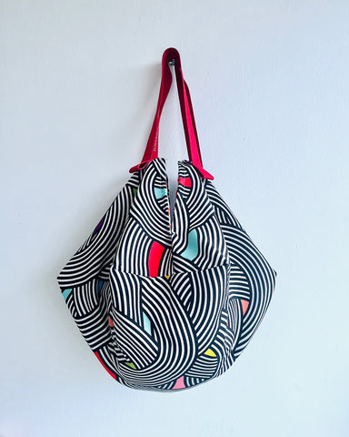 Origami sac bag , shoulder fabric colorful bag , Japanese inspired sac , eco friendly reversible bag | Ambrosiana