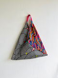 Origami bento bag , fabric tote bag , colorfull triangle bag ,Japanese inspired tote , eco friendly shoulder bag | Brera
