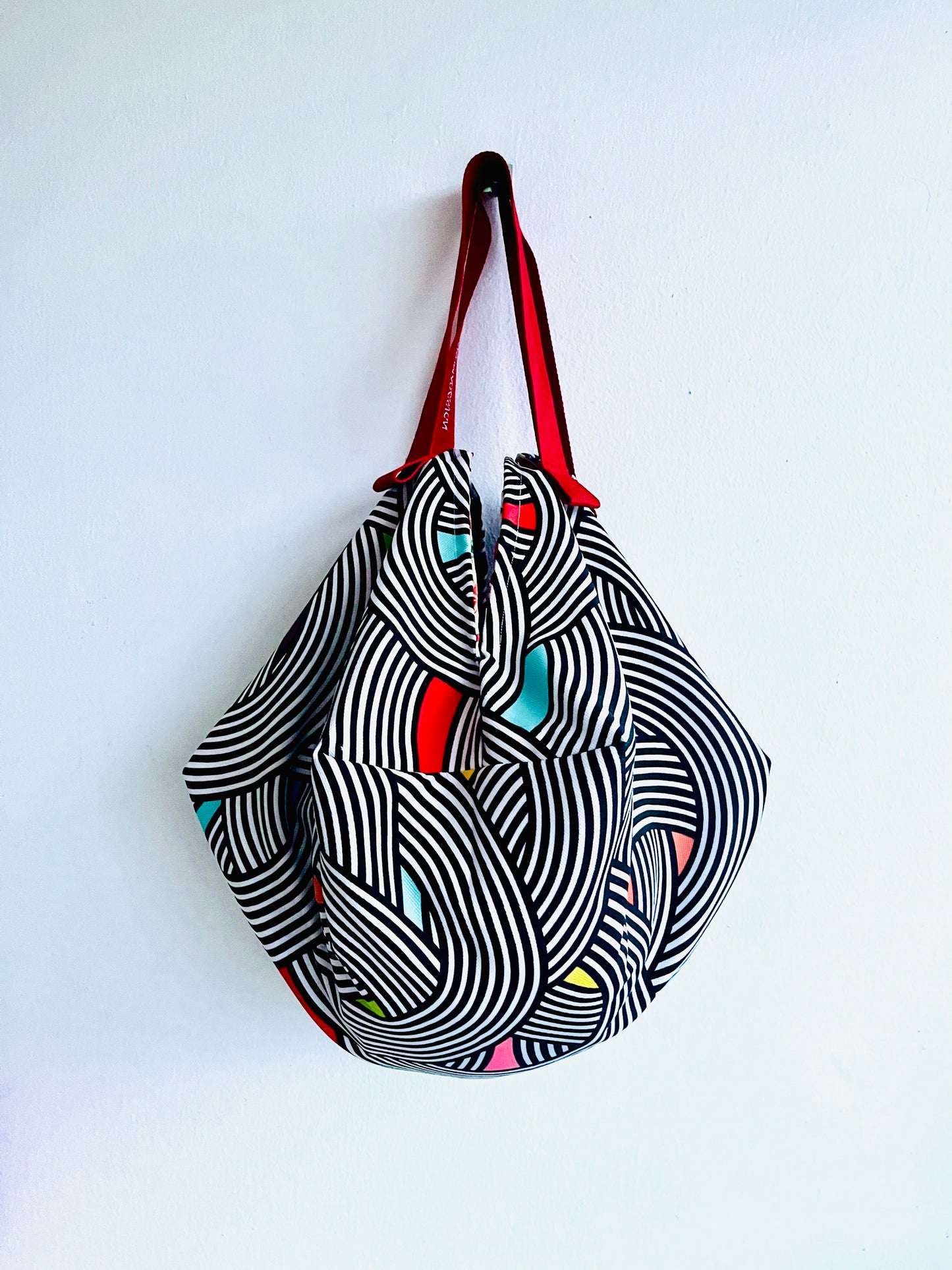 Bolso origami, bolso de hombro de tela de colores, bolso de inspiración japonesa, bolso reversible ecológico | Ambrosiana