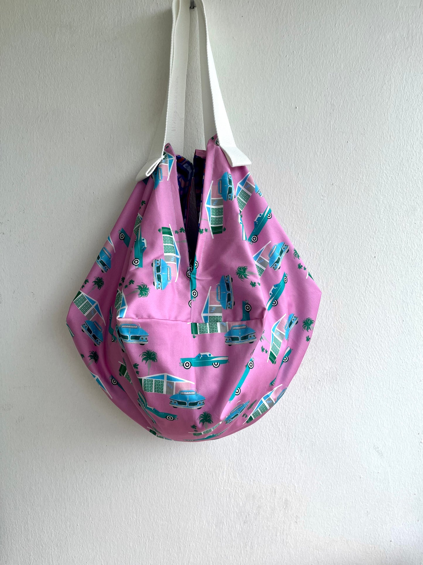 Japanese inspired fabric bag , origami sac bag , reversible shoulder bag , colorful eco friendly bag , gift idea | Take me to Memphis to see the King 🕺