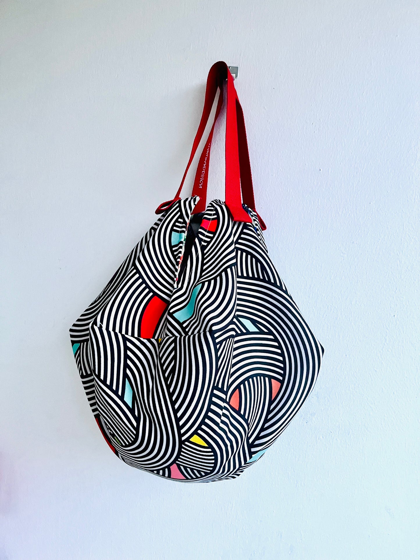 Bolso origami, bolso de hombro de tela de colores, bolso de inspiración japonesa, bolso reversible ecológico | Ambrosiana