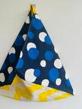 Origami tote bento bag , colorful triangle bento bag , Japanese inspired bento bag ,eco friendly fabric bag | Polka yellow