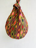 Small Japanese inspired knot bag , colorful wrist bag , retro fabric eco friendly small weekend bag, reversible bag | Porta Venezia