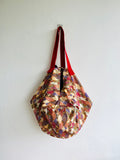 Origami sac bag , reversible fabric colorful bag , Japanese inspired shoulder bag , eco friendly shopping bag | Okinawa