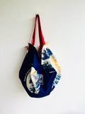 Origami sac bag , reversible fabric colorful bag , Japanese inspired shoulder bag , eco friendly shopping bag | Okinawa