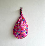 Origami small bag , colorful knot bag , Japanese inspired cute fabric bag | Paint tubes to paint the world in colors