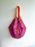 Origami sac bag , reversible fabric Japanese inspired bag , colorful shoulder bag , eco friendly bag | Calabazas