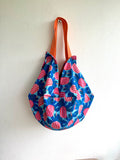 Origami sac bag , reversible fabric Japanese inspired bag , colorful shoulder bag , eco friendly bag | Calabazas