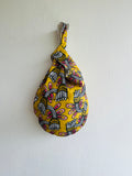 Origami small bag , reversible Japanese knot bag , fabric wrist bag , cute origami bag | Cute eyes