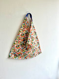 Origami bento bag , triangle tote shoulder bag , Japanese inspired tote , origami fabric bento | Tokyo geometries