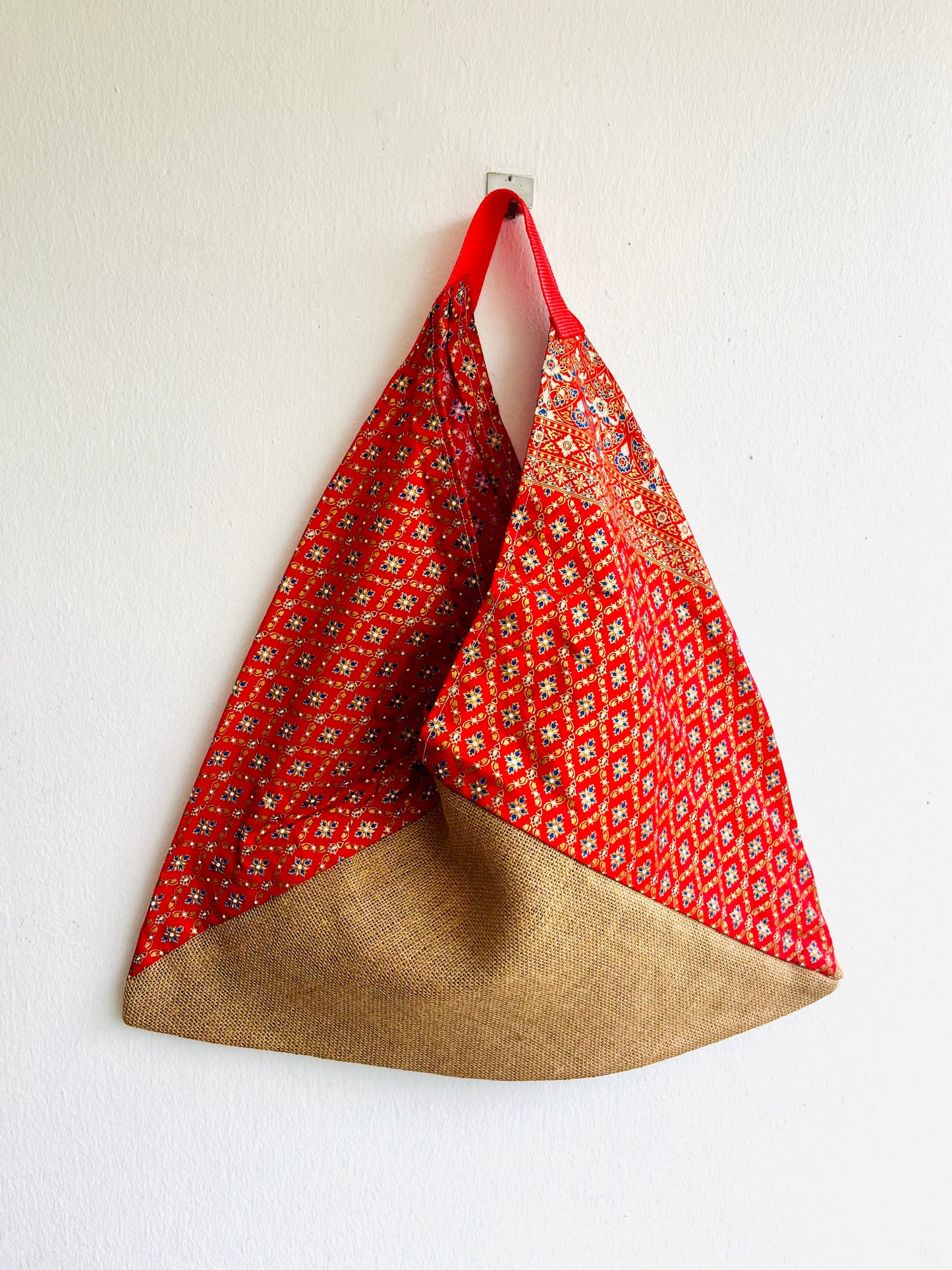 Origami bento bag , tote fabric bag , Japanese origami tote , eco friendly jute bag , batik colorful bag | Siem Reap