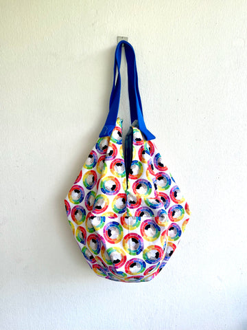 Origami sac bag , shoulder reversible fabric bag, Japanese origami inspired bag , colorful eco shopping bag | Chromatic circle