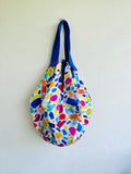 Origami sac bag , reversible shoulder Japanese inspired bag , fabric eco shopping bag , colorful origami tote bag | Color shapes