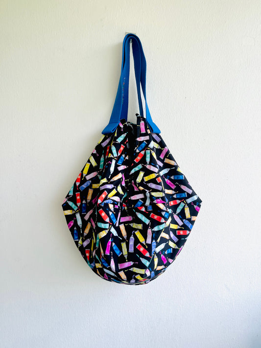Origami bag sac , colorful fabric eco bag , reversible Japanese inspired bag , shoulder sac bag | My paint tubes - Jiakuma