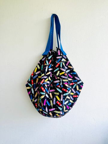 Origami bag sac , colorful fabric eco bag , reversible Japanese inspired bag , shoulder sac bag | My paint tubes