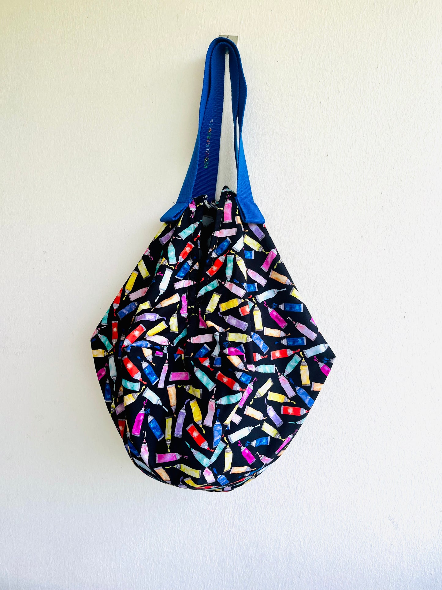 Origami bag sac , colorful fabric eco bag , reversible Japanese inspired bag , shoulder sac bag | My paint tubes