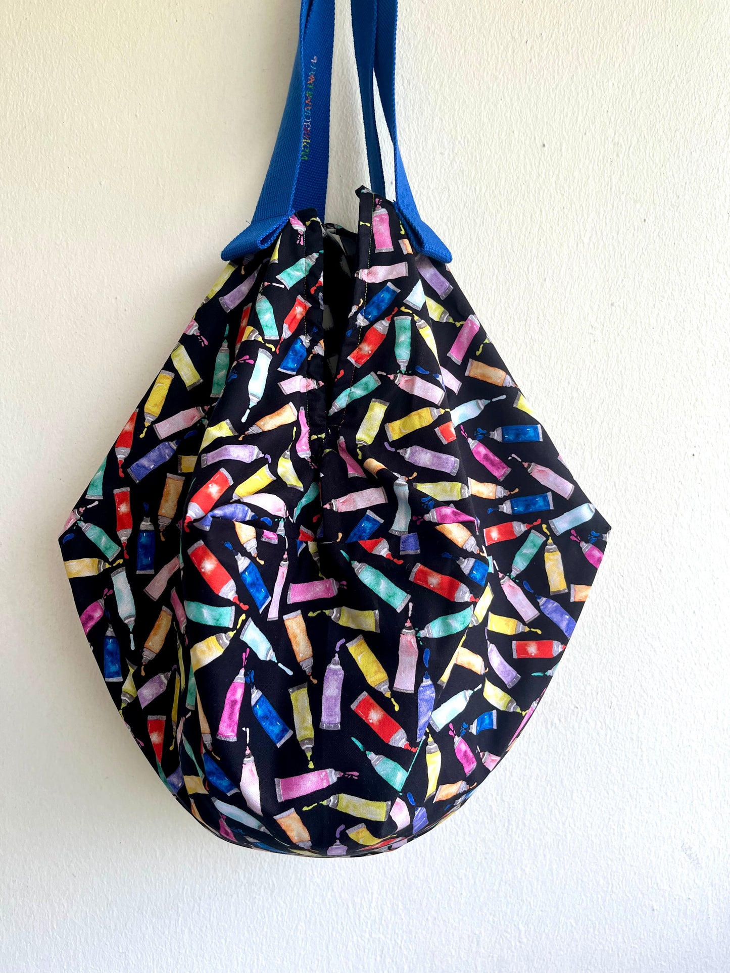 Origami bag sac , colorful fabric eco bag , reversible Japanese inspired bag , shoulder sac bag | My paint tubes