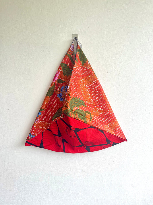 Origami bento bag , colorful fabric eco friendly bag , Japanese inspired tote bag , batik triangle origami bag | Ubud - Jiakuma