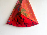 Origami bento bag , colorful fabric eco friendly bag , Japanese inspired tote bag , batik triangle origami bag | Ubud