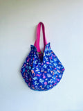 Sac shoulder bag , origami sac fabric bag , Japanese inspired reversible bag , eco friendly shopping bag | love always wins