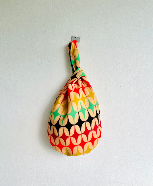 Origami wrist bag , fabric reversible bag , small knot bag , eco friendly lunch bag , colorful Japanese inspired bag | Novecento - Jiakuma