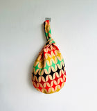 Origami wrist bag , fabric reversible bag , small knot bag , eco friendly lunch bag , colorful Japanese inspired bag | Novecento