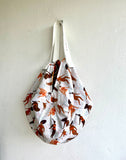 Sac Japanese inspired bag, origami fabric reversible bag , shoulder sac colorful bag , groceries eco friendly bag | Las bañistas
