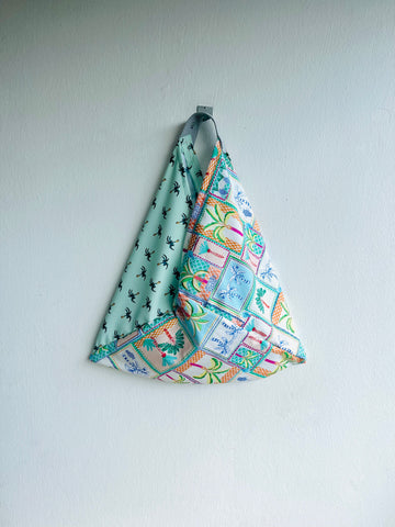 Origami bento bag, fabric tote bag, eco friendly shoulder bag , Japanese inspired bag | Marrakesh
