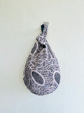 Origami small knot bag , Japanese inspired wrist bag , fabric reversible bag | My black & white universe