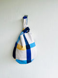 Origami knot bag , Japanese inspired fabric bag . reversible wrist bag , small lunch bag | Strokes & beans