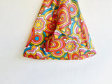 Origami bento bag , triangle colorful bag , Japanese inspired fabric bag , shoulder eco friendly bag | Grooving